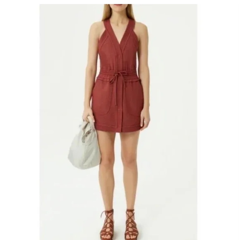 Rebecca Minkoff Royal Sleeveless Racerback Tank Mini Dress Burnt Henna Sz M